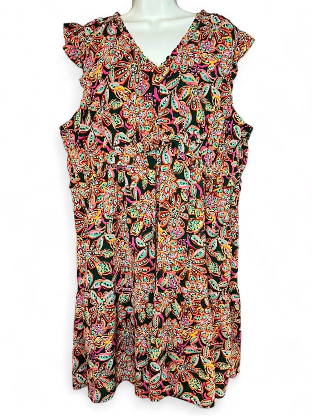 Retro 70s Boho Resortwear Multicolor Floral J. Crew V-Neck Dress